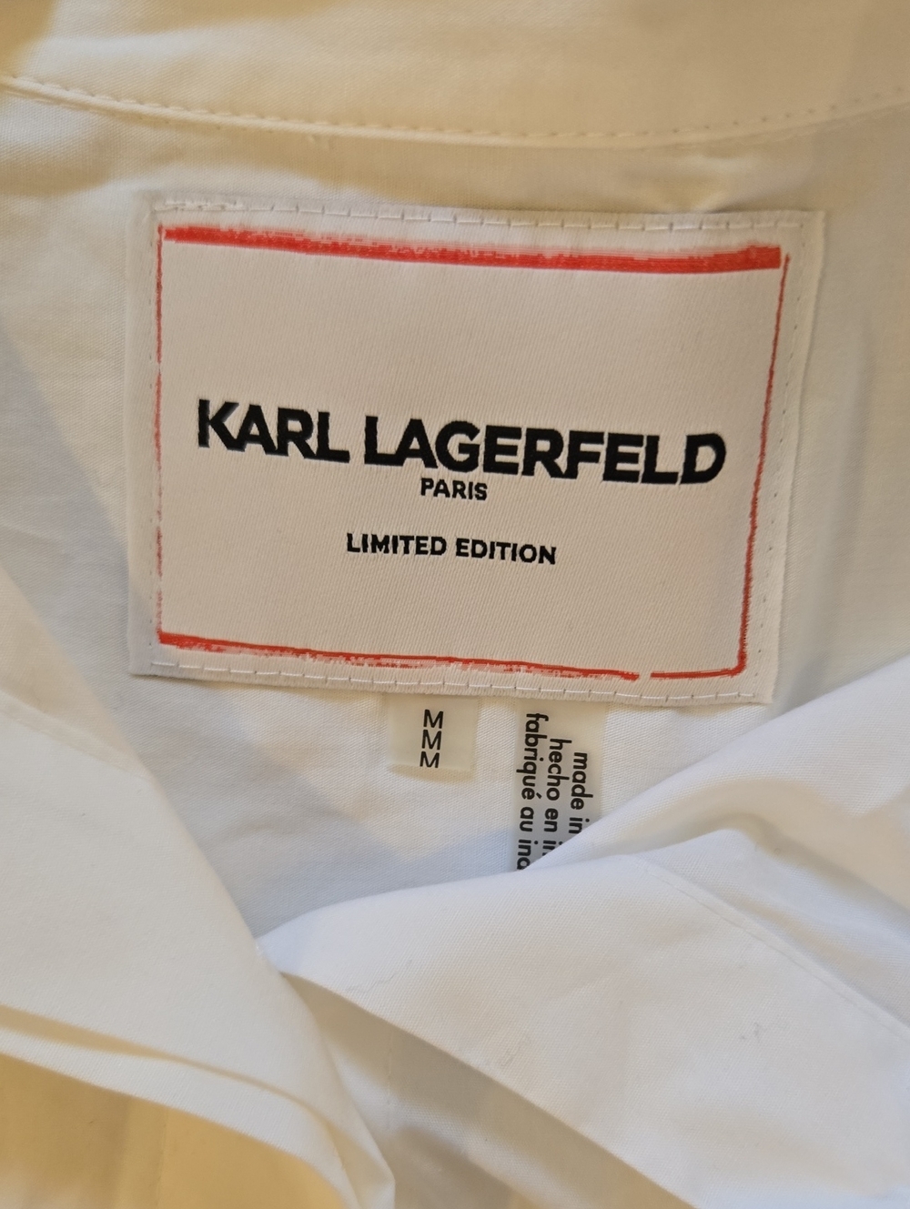 NWT Karl Lagerfeld White Graphic Button-Up Size M - Picture 5 of 5